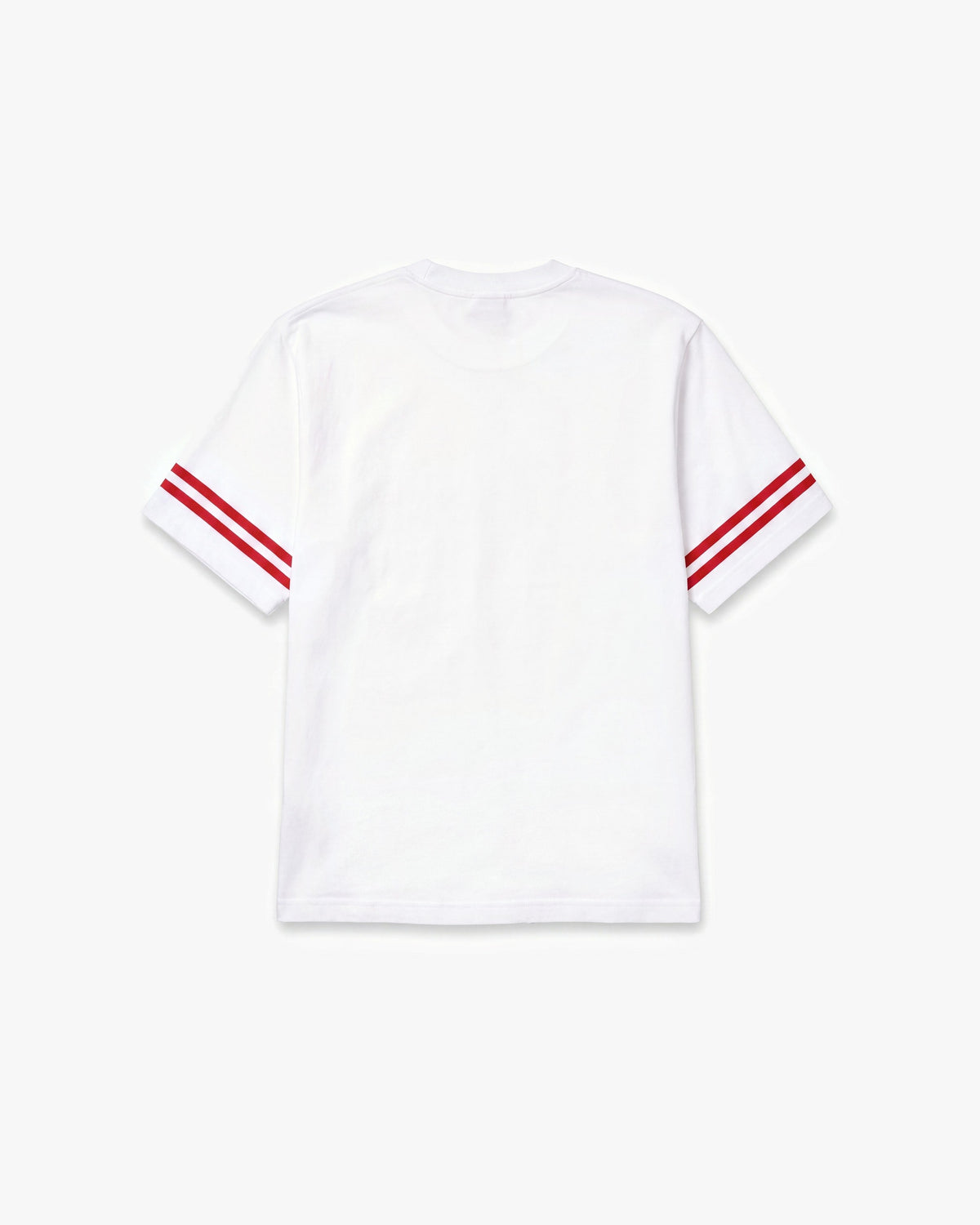 O15 NY Sleeve Stripe SS tees — White/Red — product back