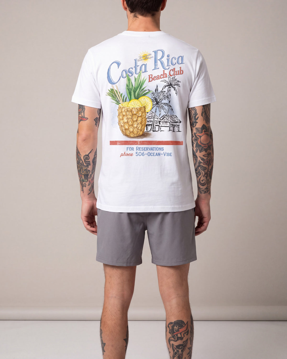 O15 Costa Rica SS tees — White — model back