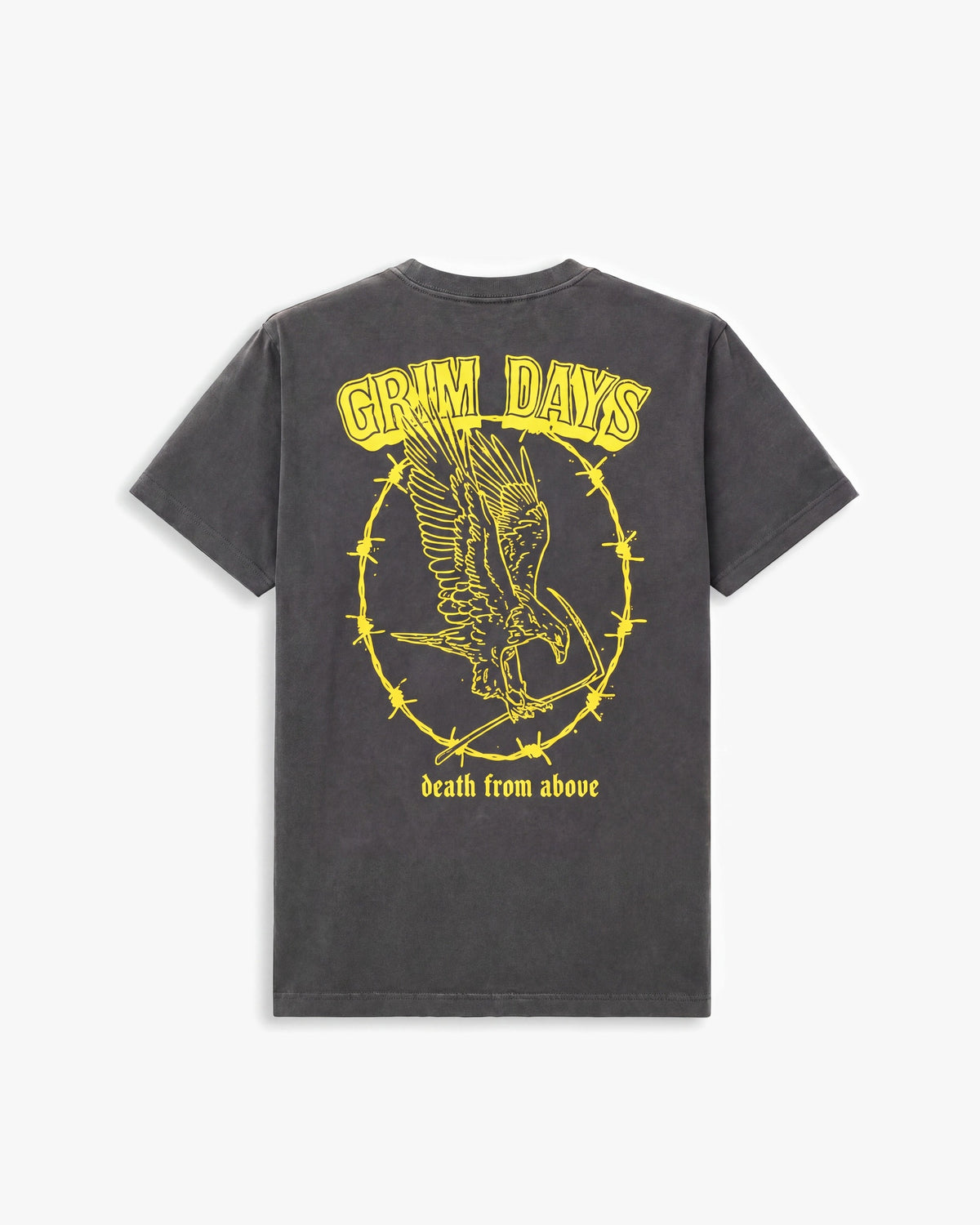Grim Days From Above SS tees — Charcoal — product back