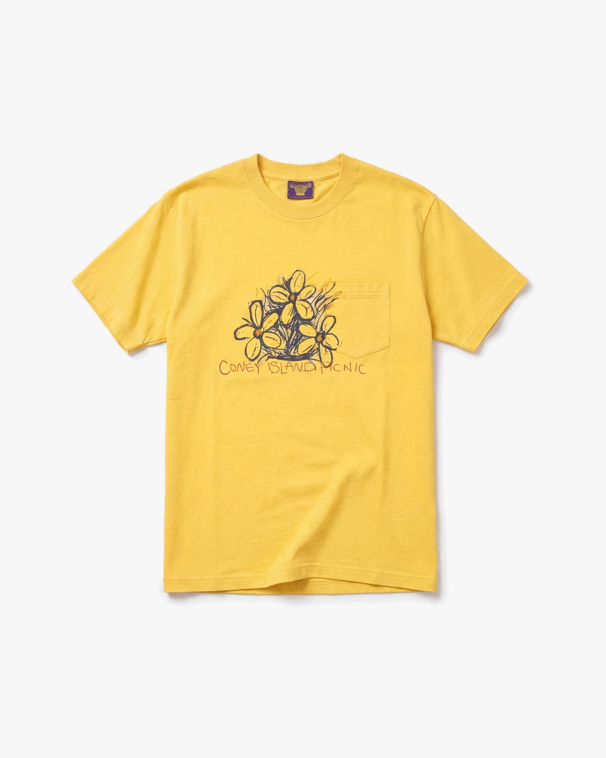 Coney Island Picnic 3 Flowers Pocket SS tees — Yellow — product front