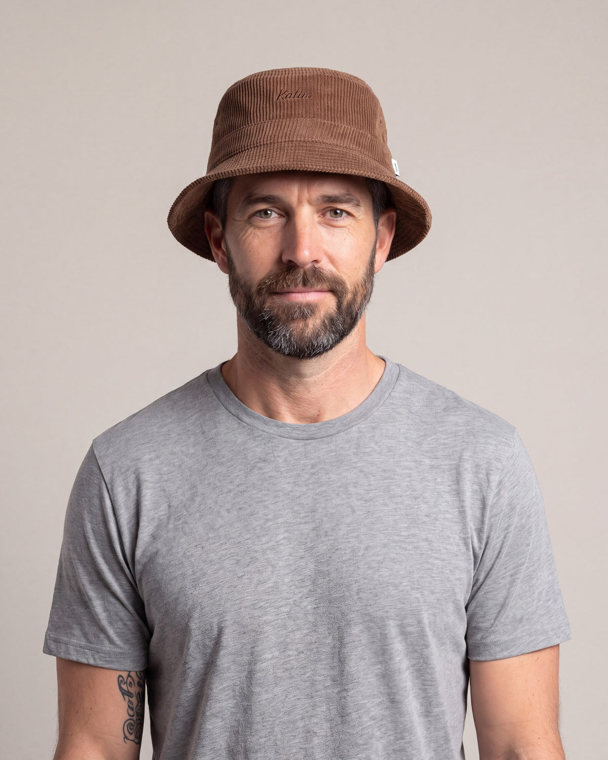 Katin Script Bucket hats — Brown — model front