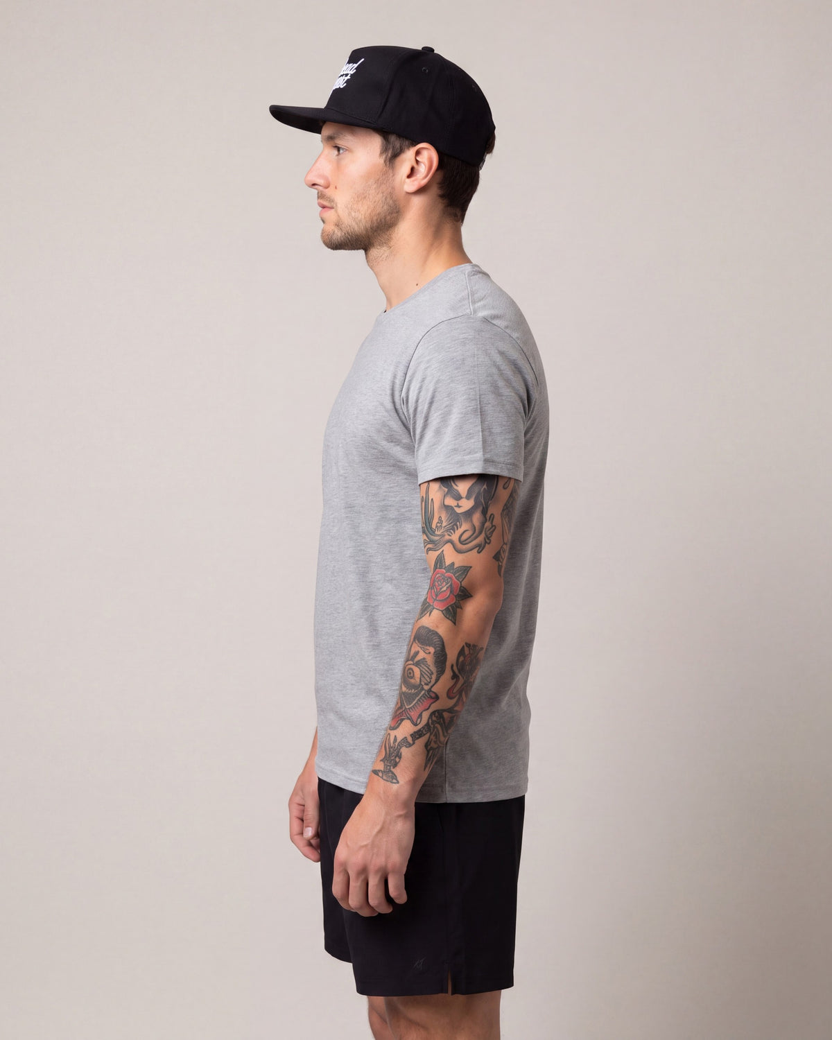 Threadbeast Logo Snapback hats — Black — model side