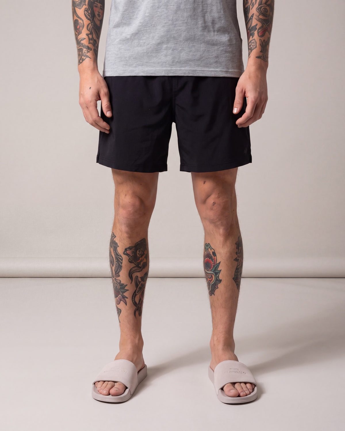 Ruxen LA Slides — Khaki — model front