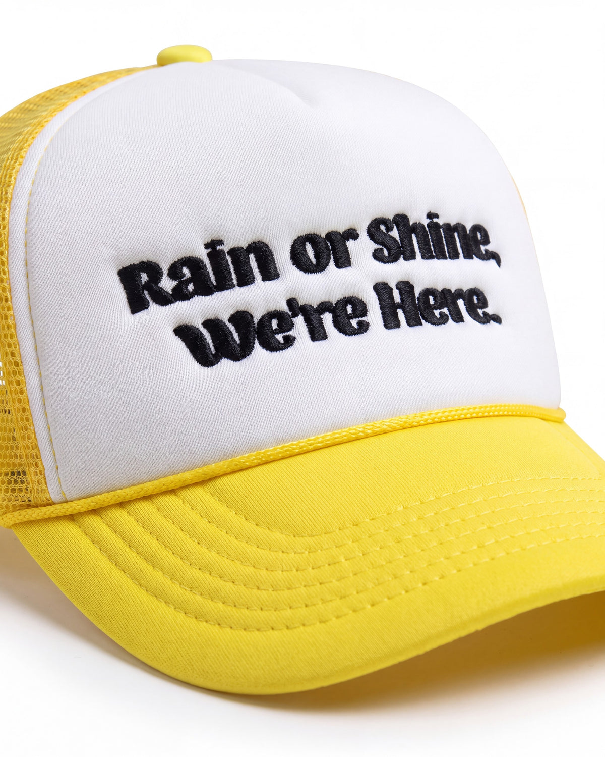 Weather Report Rain Or Shine Trucker hats — Yellow/White — product detail