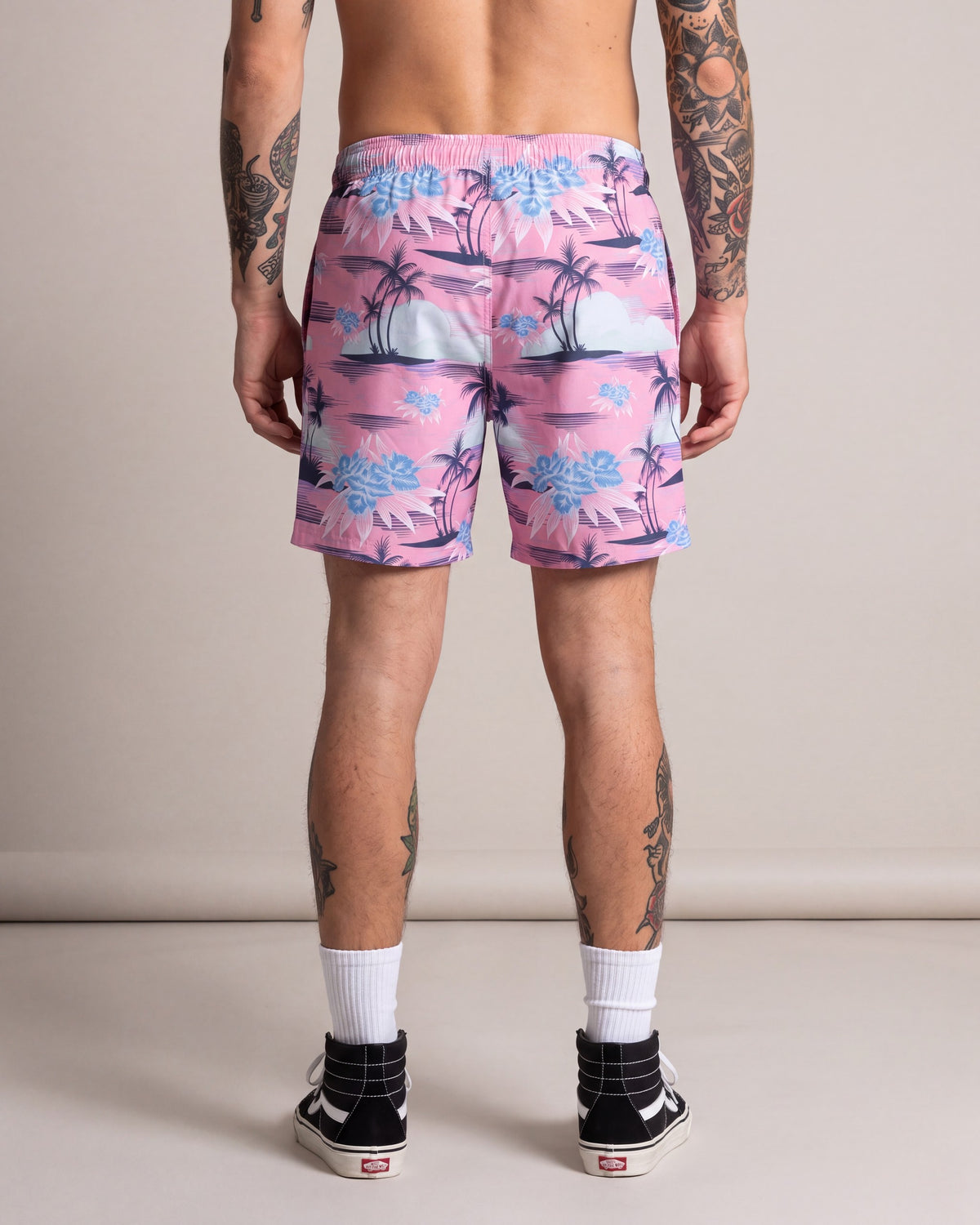 Hurley Cannonball Swim Shorts — Pink — model back