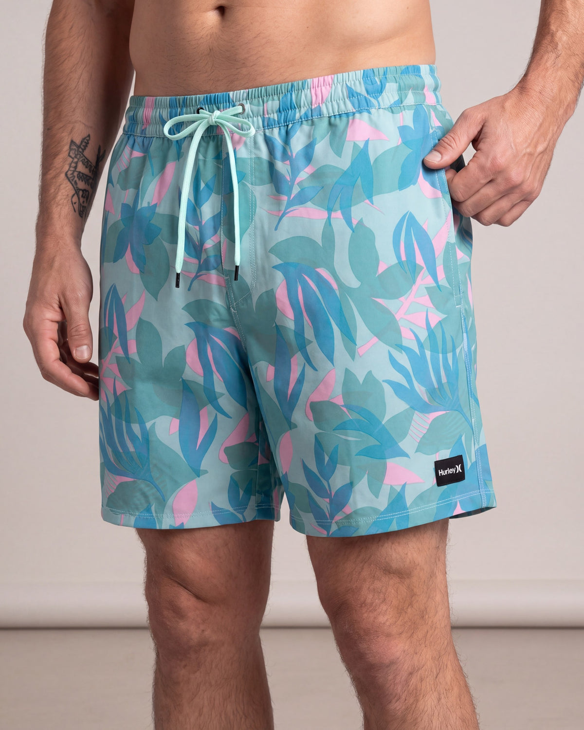 Hurley Cannonball Swim Shorts — Teal — model detail