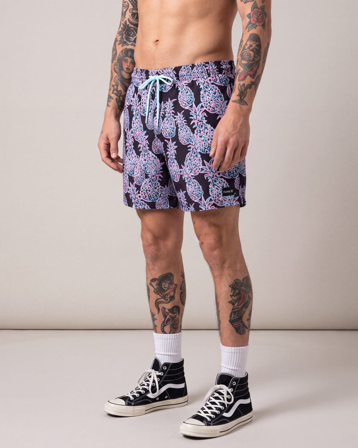 Hurley Cannonball Swim Shorts — Black — model side