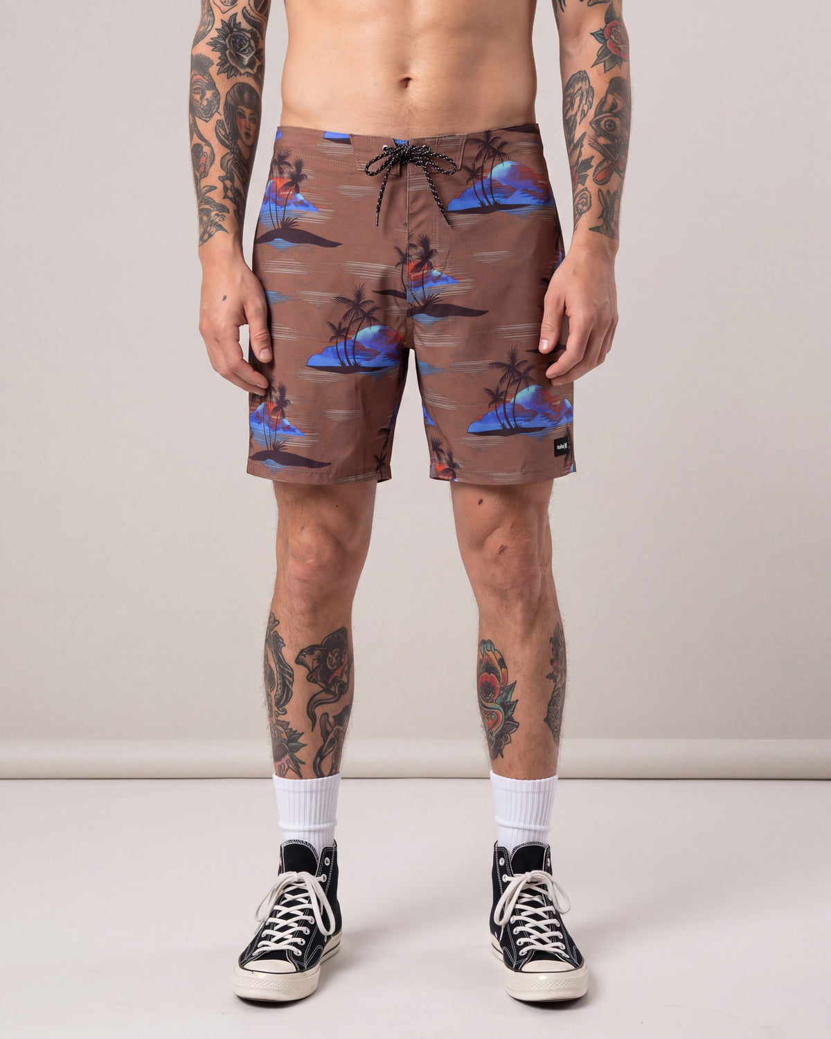 Hurley Phntm Eco Swim Shorts — Brown — model front