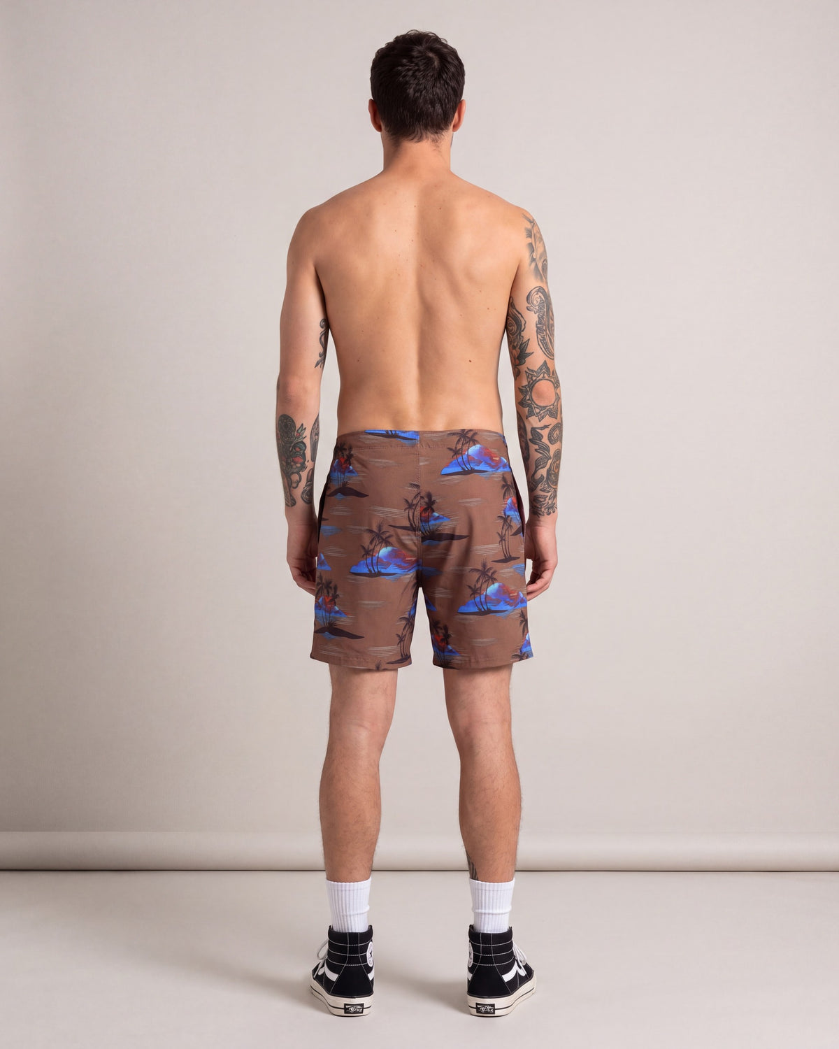 Hurley Phntm Eco Swim Shorts — Brown — model back