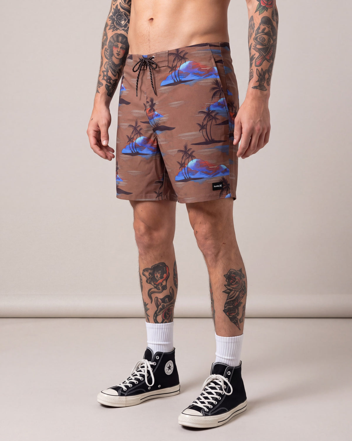 Hurley Phntm Eco Swim Shorts — Brown — model side