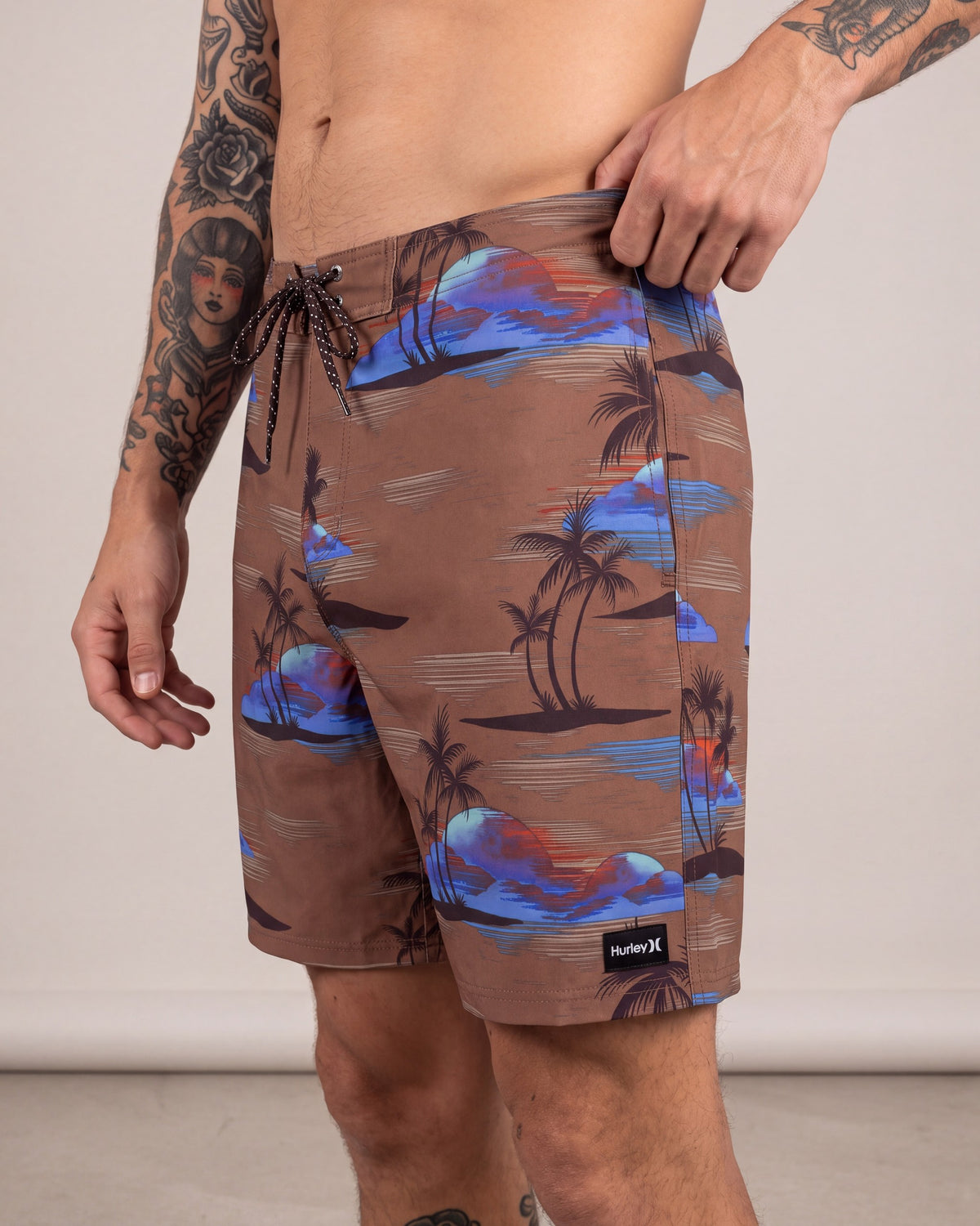 Hurley Phntm Eco Swim Shorts — Brown — model detail