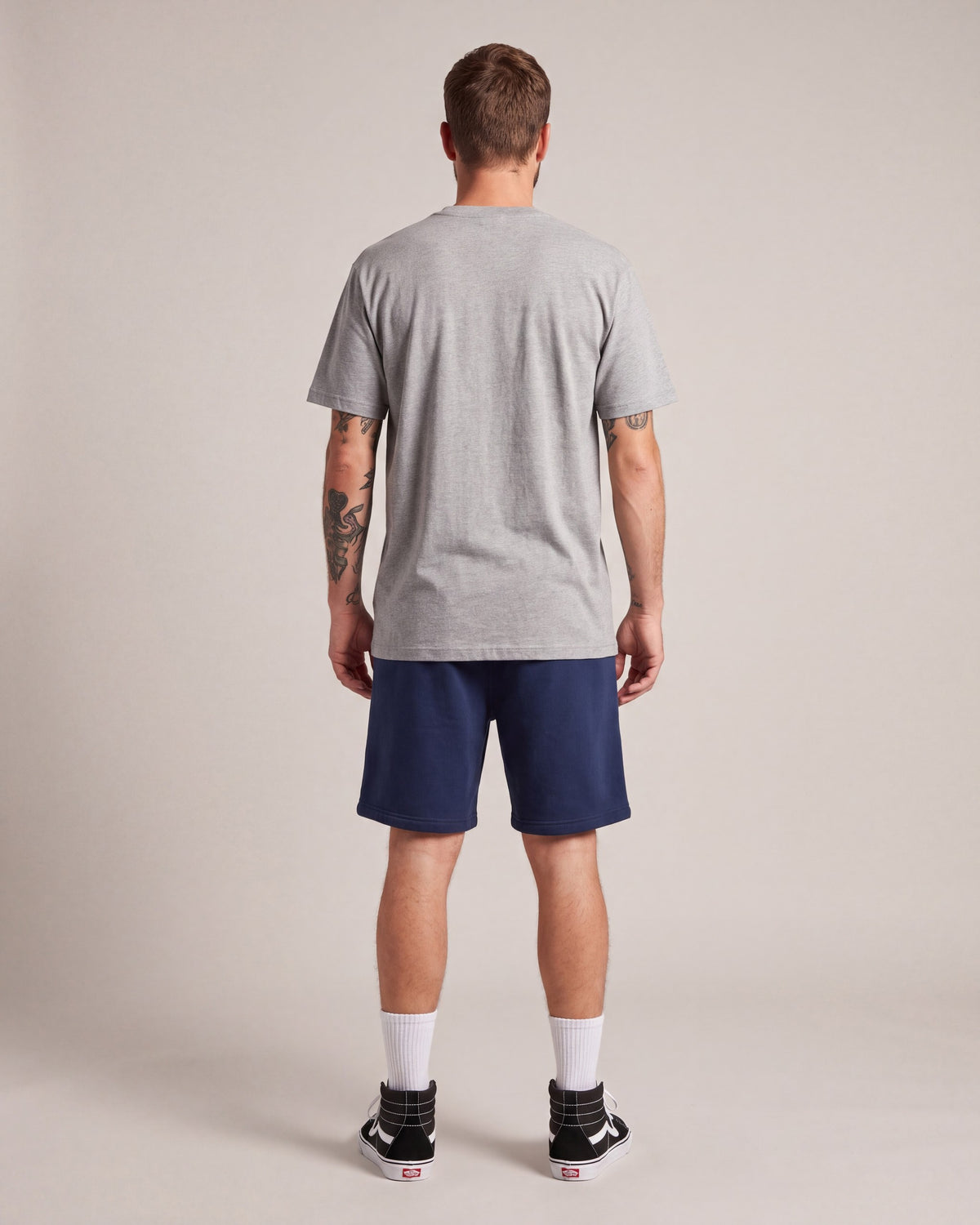 Benny Gold Fleece Shorts — Navy — model back