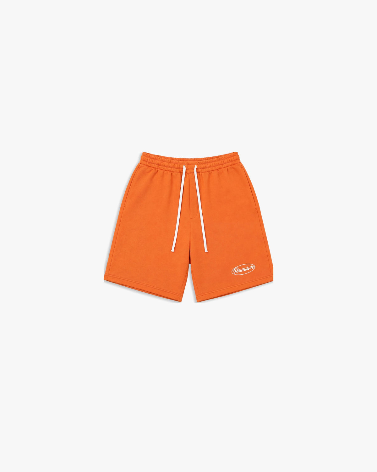 Primitive Luke Script Fleece Shorts — Orange — product front