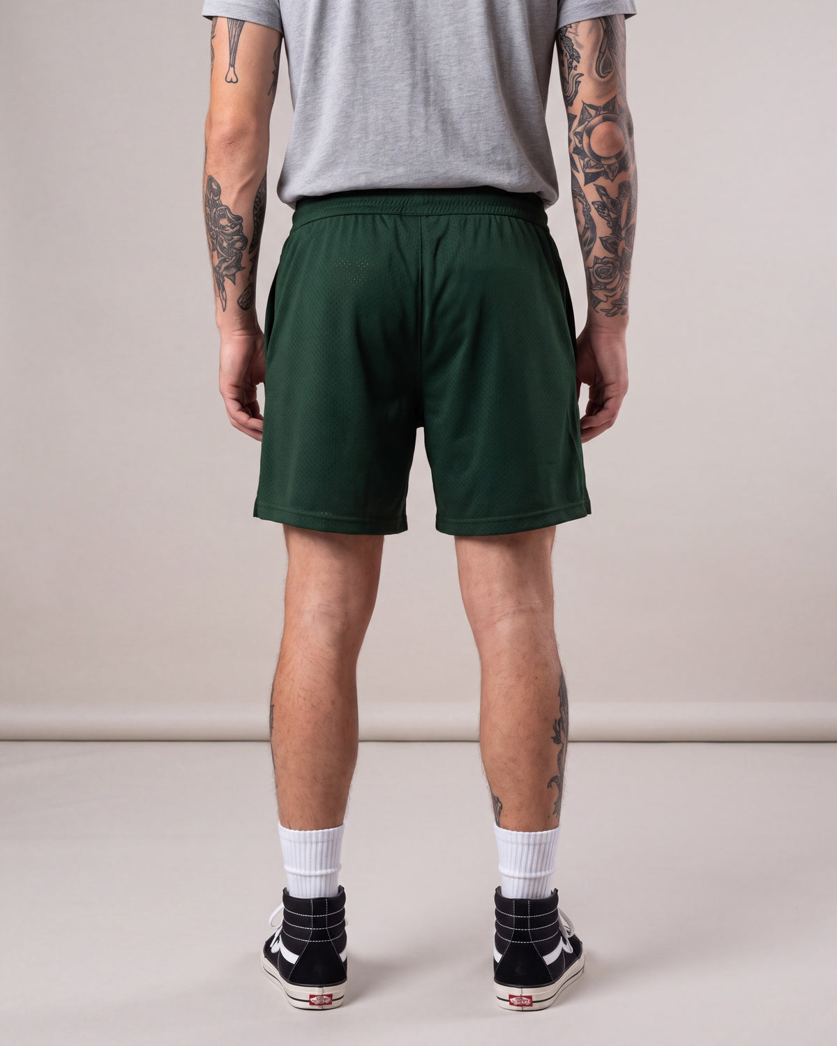 Ruxen NYC Mesh Shorts — Green — model back