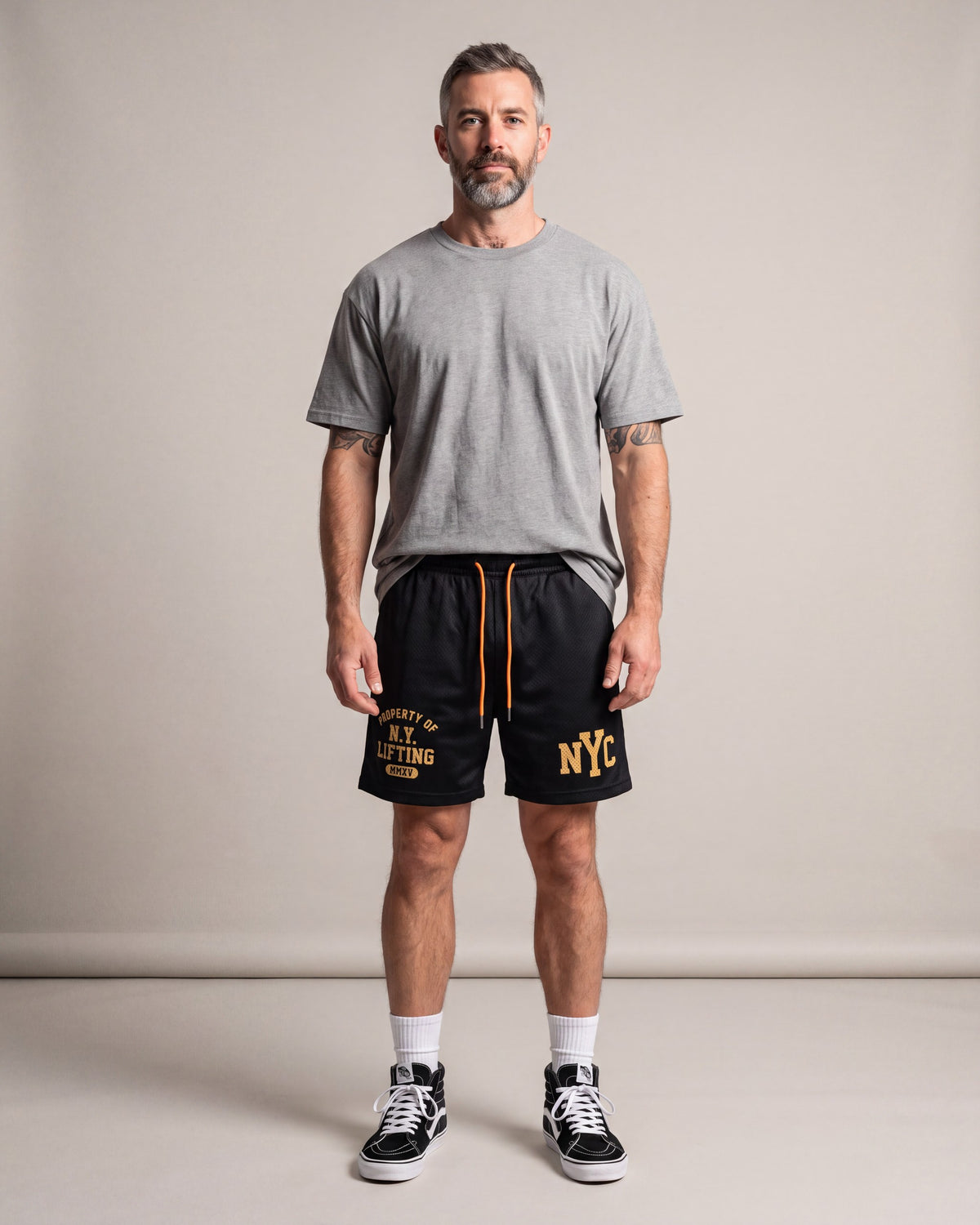 Ruxen NYC Mesh Shorts — Black — model front
