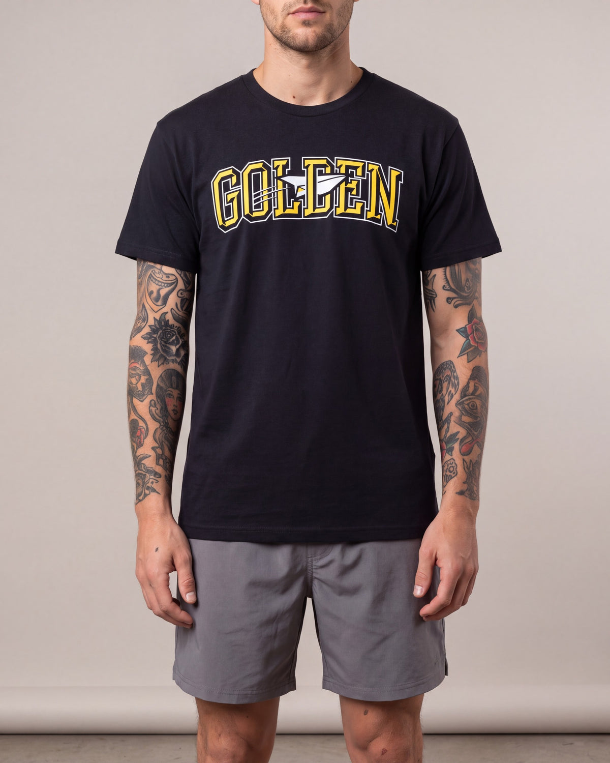 Benny Gold Golden SS tees — Black — model front