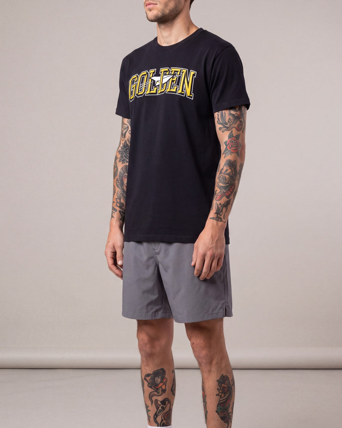 Benny Gold Golden SS tees — Black — model side
