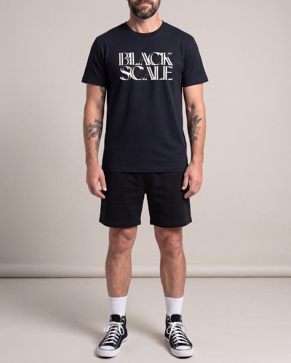 Black Scale Double Vision SS tees — Black — model front