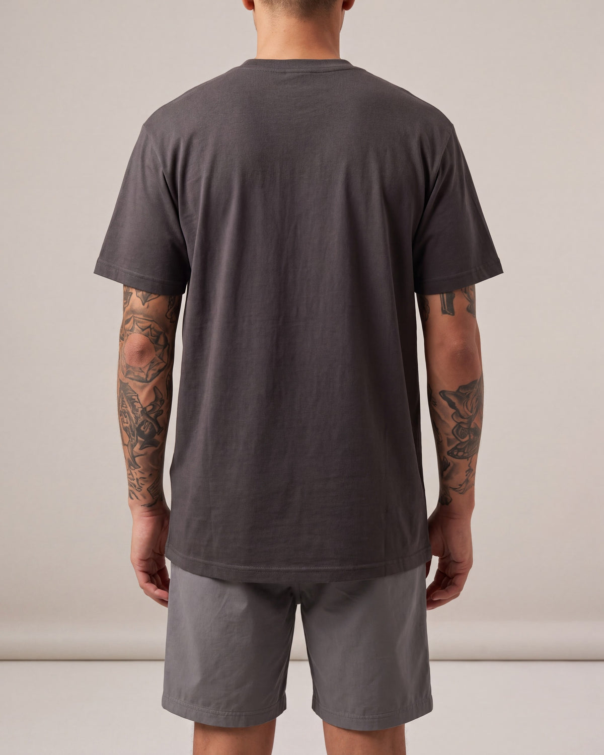 Black Scale Girl SS tees — Charcoal — model back