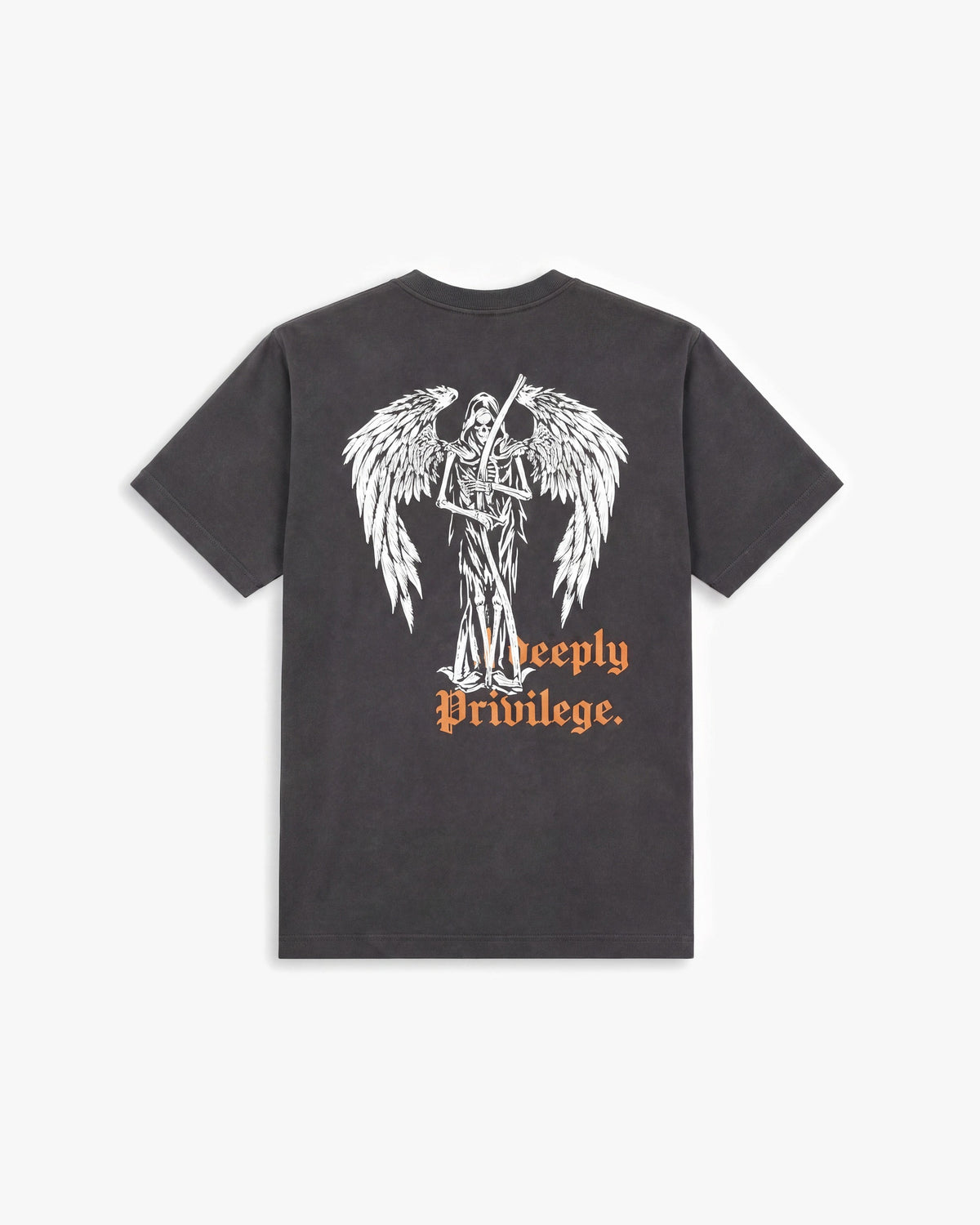 Broken Promises Privilege SS tees — Charcoal — product back