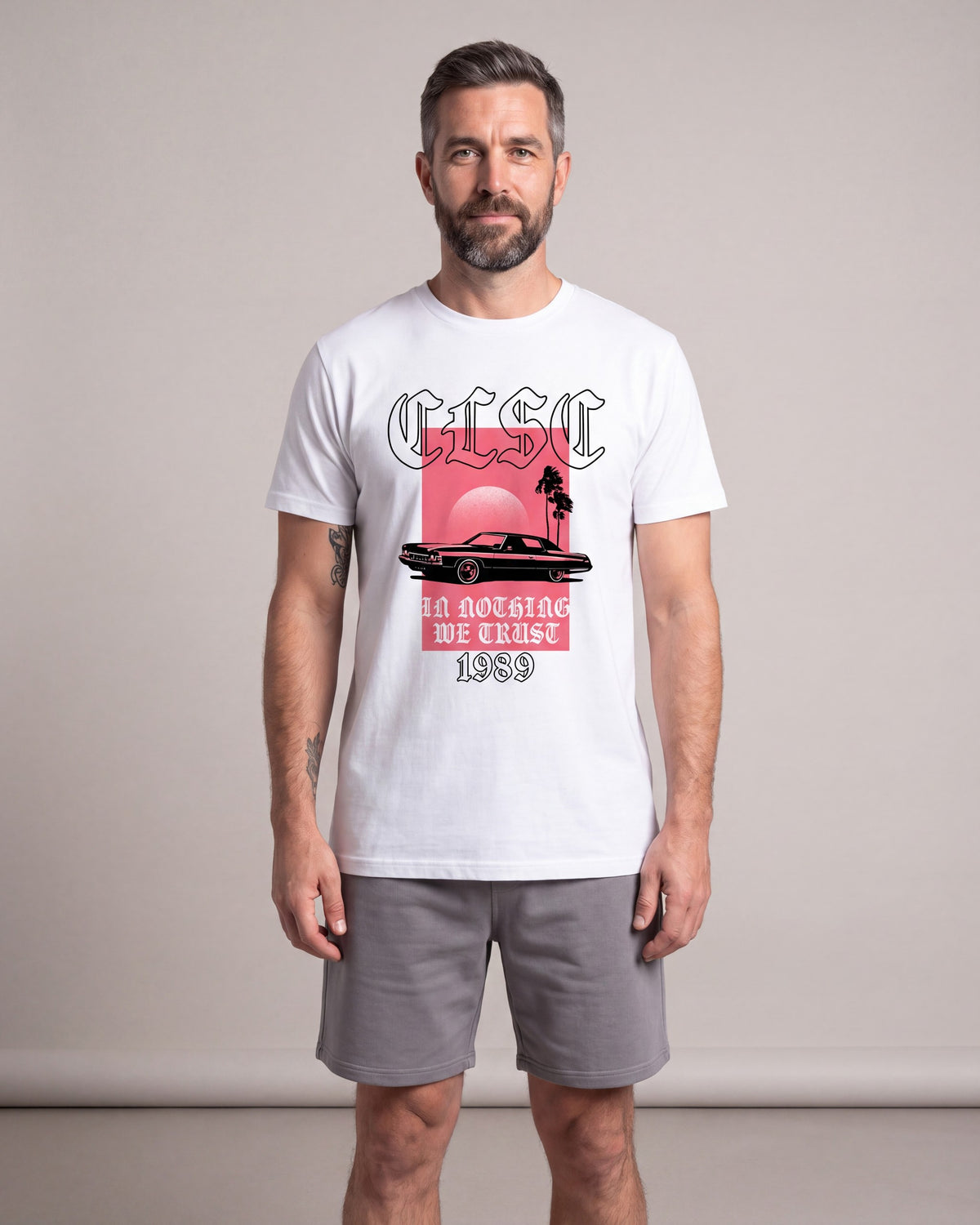 CLSC Sunset Drive SS tees — White — model front