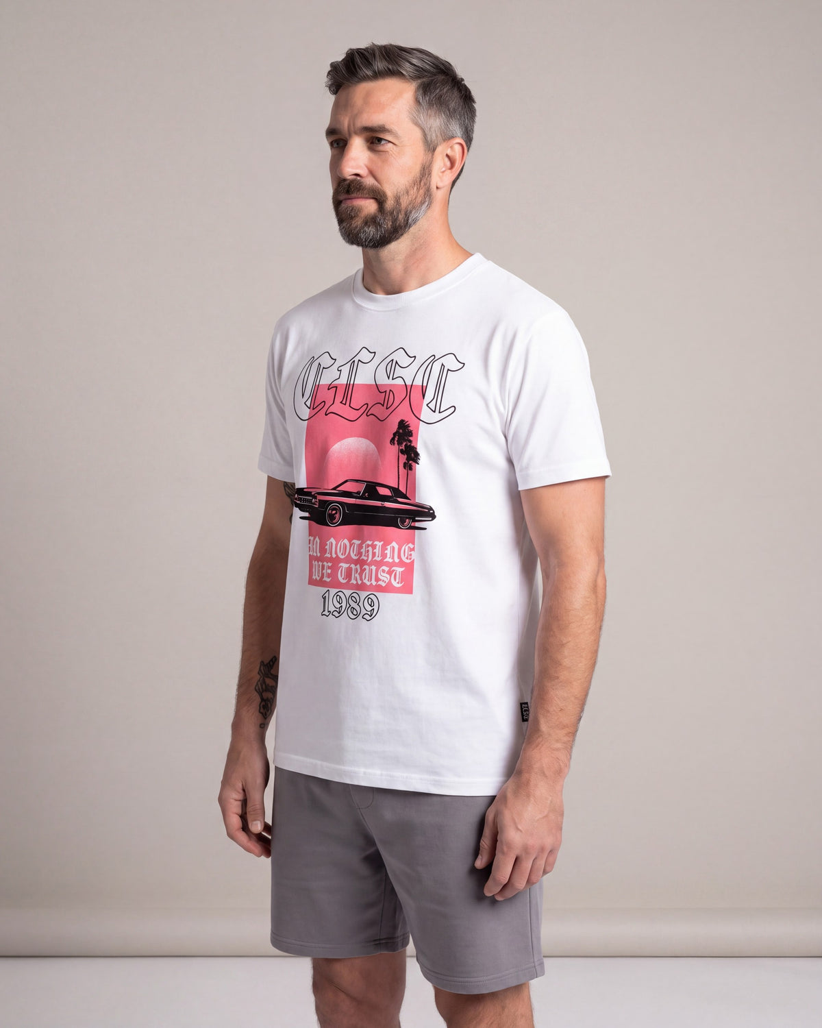 CLSC Sunset Drive SS tees — White — model side