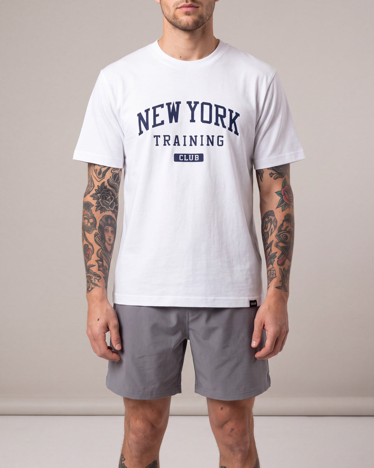 Crisp NY Training Club SS tees — White — model front