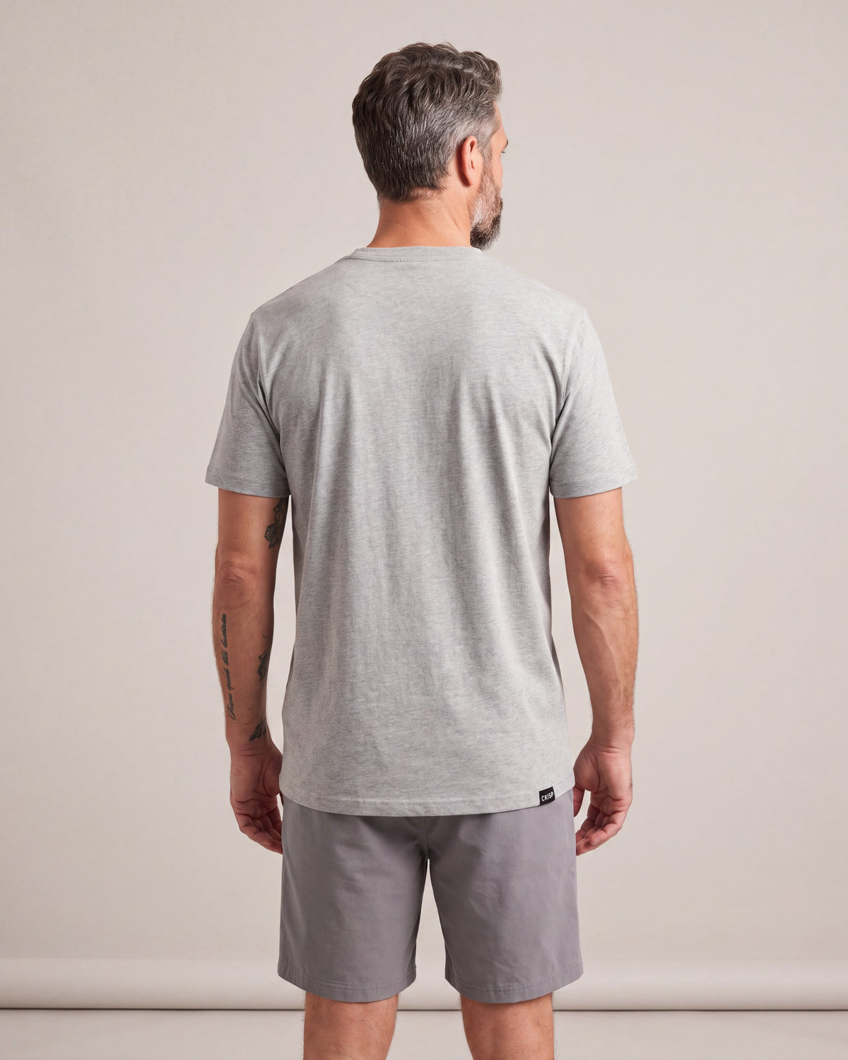Crisp NY Training Club SS tees — Grey/White — model back
