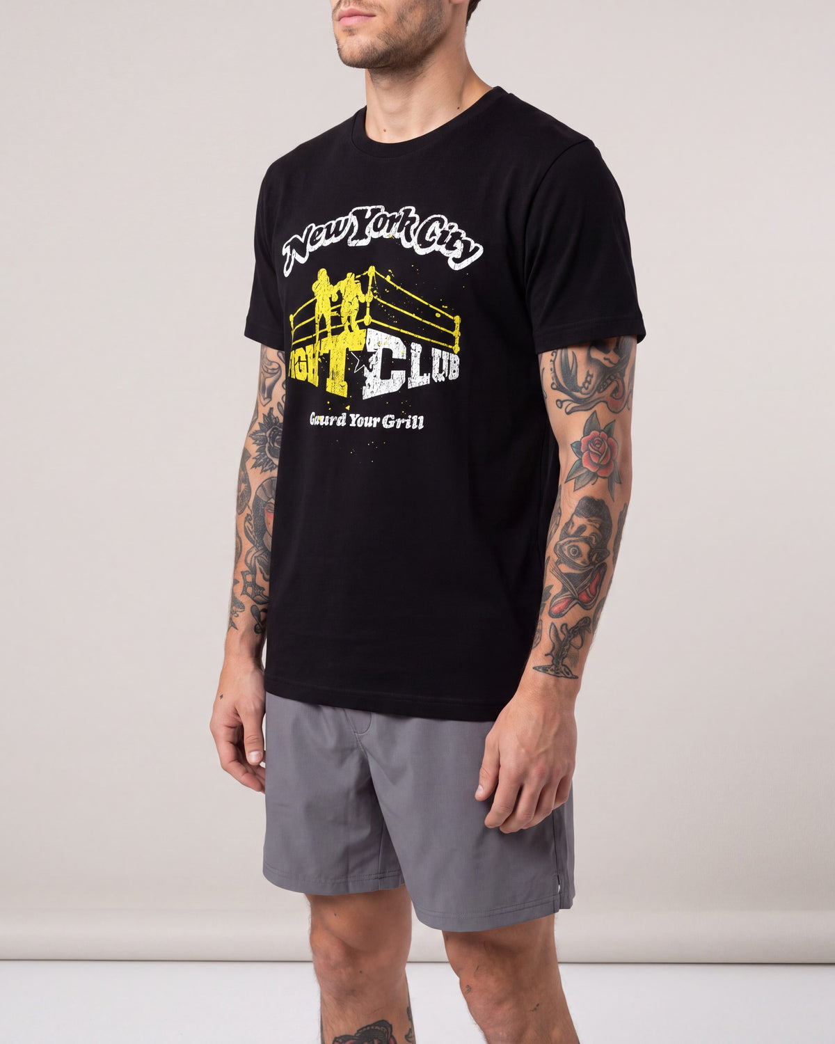Crisp Fight Club SS tees — Black — model side