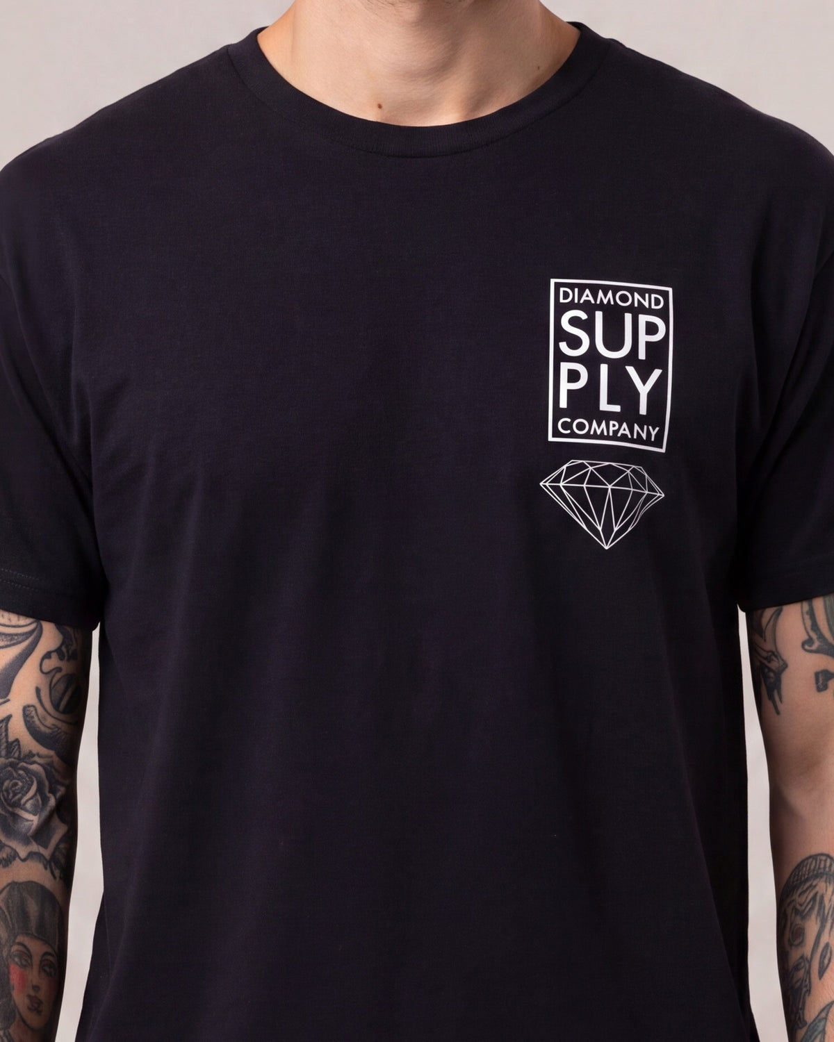 Diamond Supply Stacked SS tees — Black — model detail