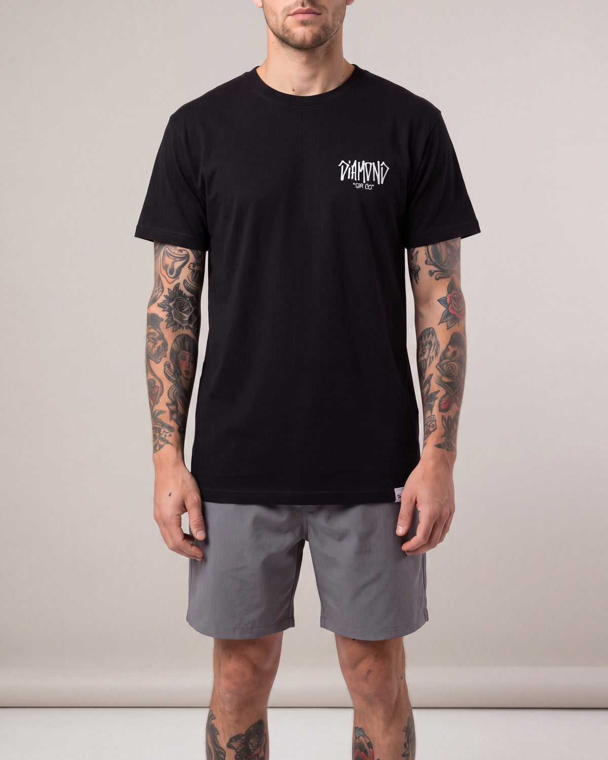 Diamond Supply New Logo SS tees — Black — model front