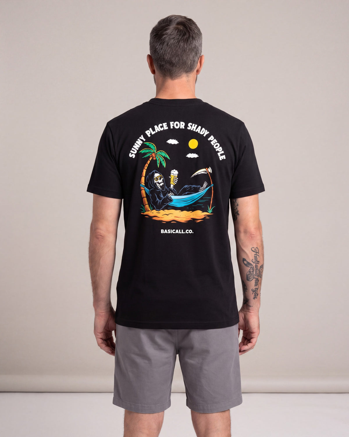 Last Call Co. Shady People SS tees — Black — model back