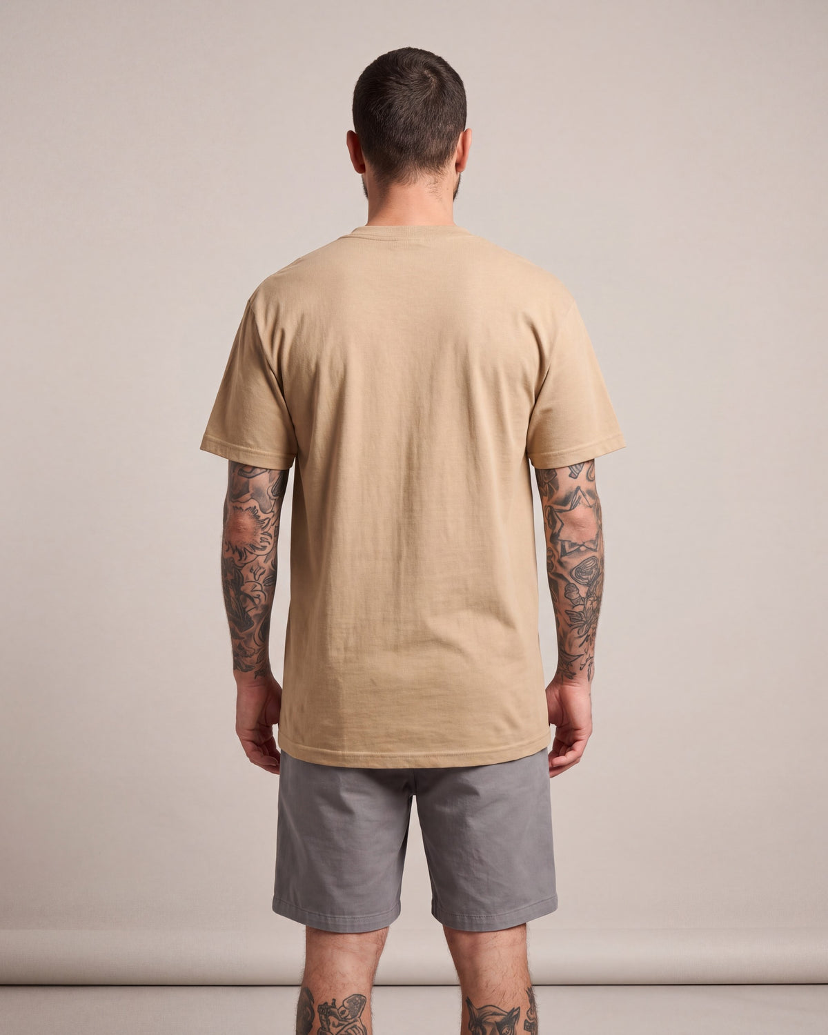 The Hundreds Jefe SS tees — Tan — model back