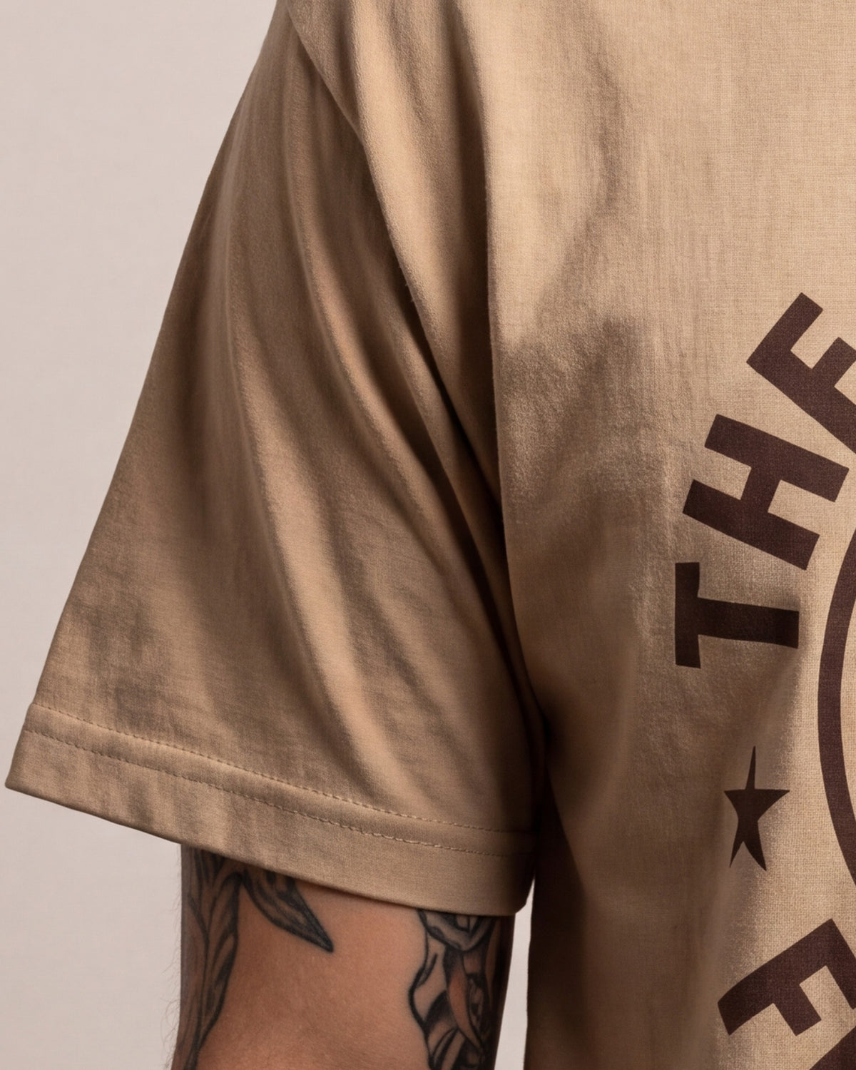 The Hundreds Jefe SS tees — Tan — model detail