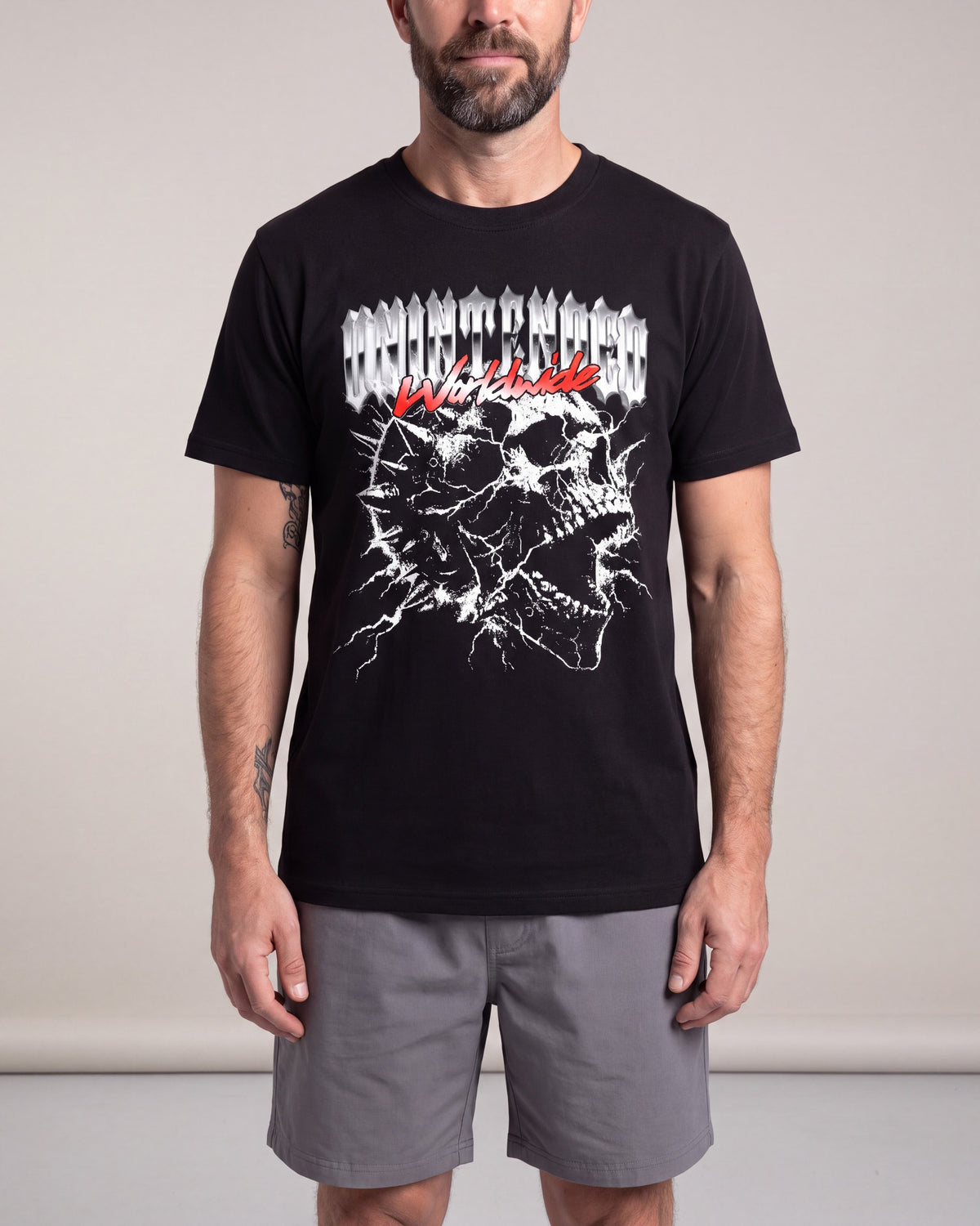 Unintended Worldwide SS tees — Black — model front
