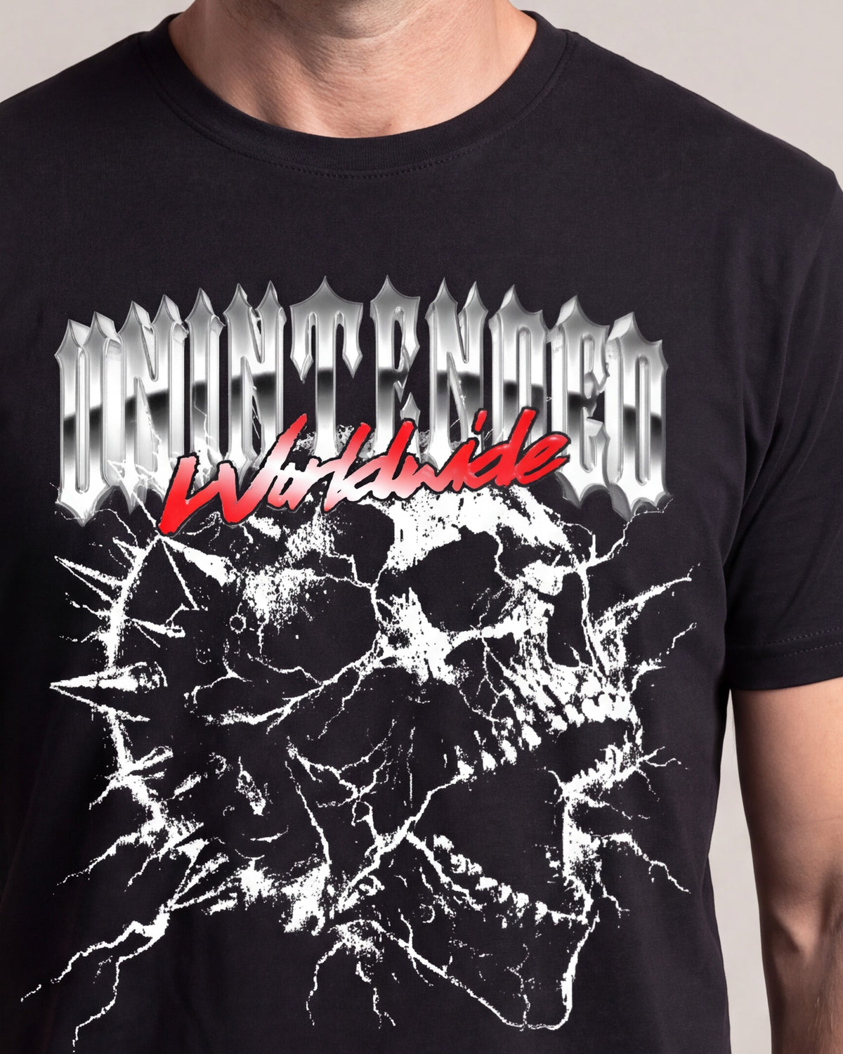 Unintended Worldwide SS tees — Black — model detail