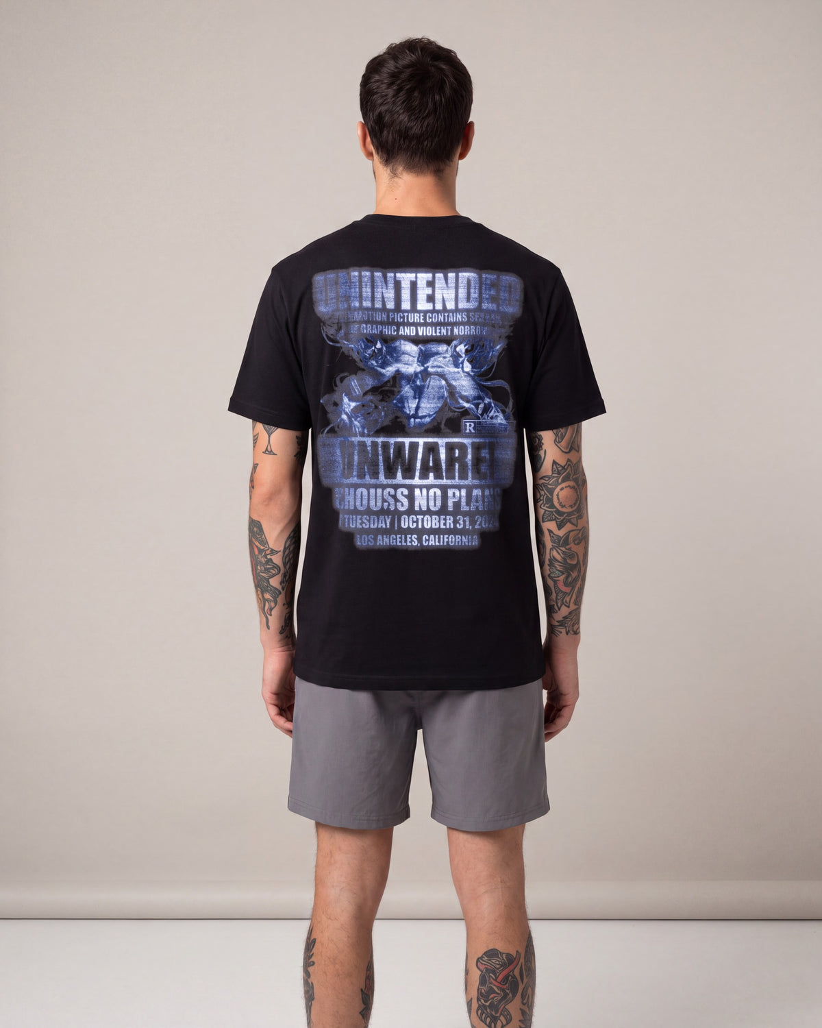 Unintended Horror Film SS tees — Black — model back