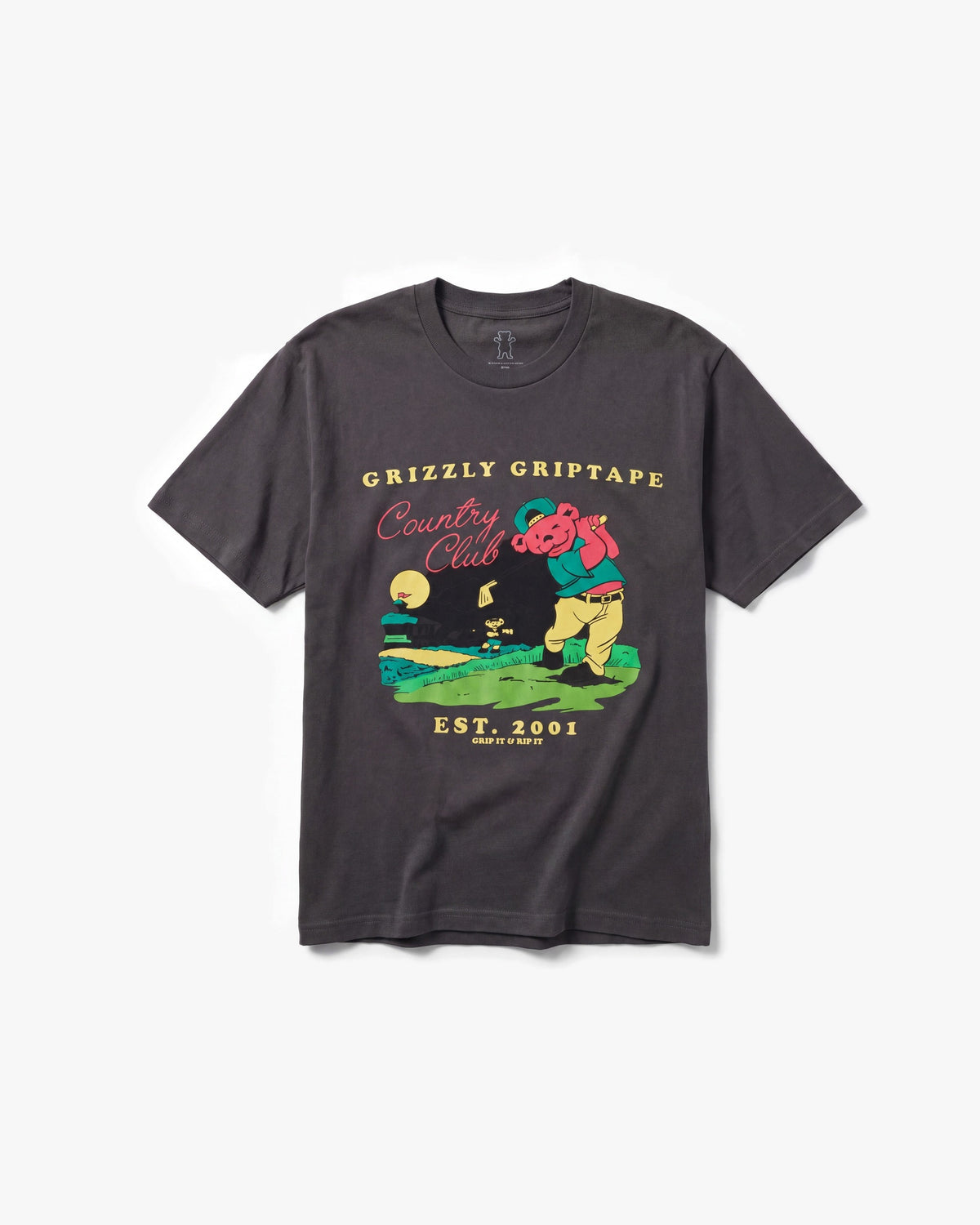 Grizzly Back Nine SS tees — Charcoal — product front