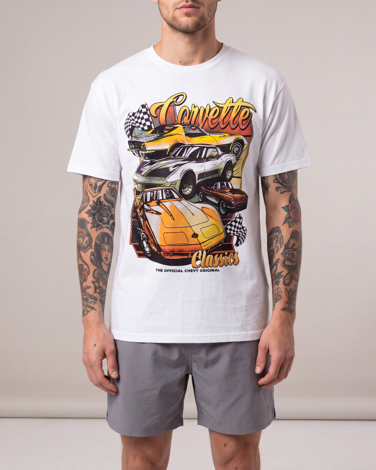 Licensed Corvette Classics SS tees — White — model front