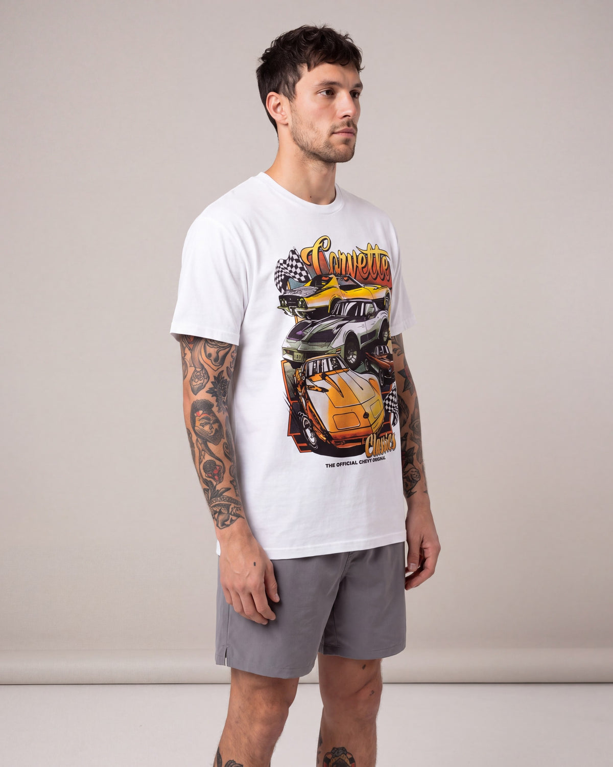 Licensed Corvette Classics SS tees — White — model side