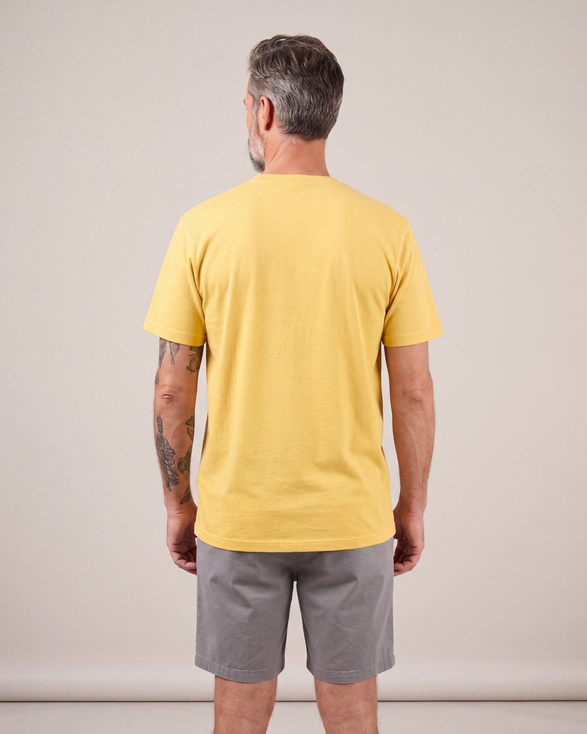 Coney Island Picnic 3 Flowers Pocket SS tees — Yellow — model back