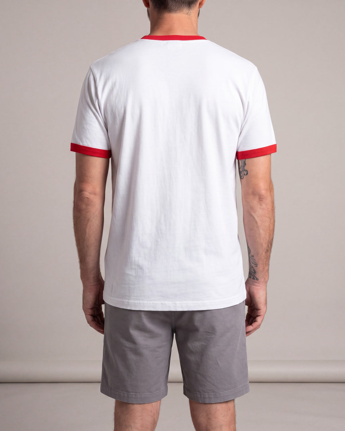 Coney Island Picnic Lovers Ringer SS tees — White/Red — model back
